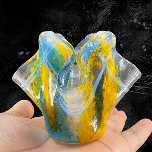 2011 Studio‎ Art Glass Votive Candle Holder Trinket Dish Hand Made Glass Signed